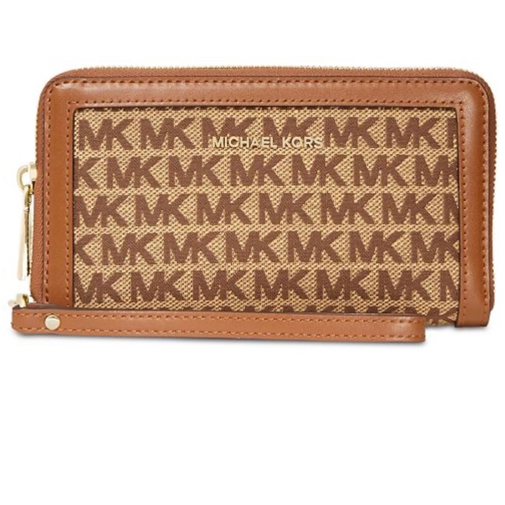 Michael Kors signature zip wristlet brown NWT